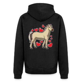 Fjordpferd Geschenk - Unisex Premium Bio Zip Hoodie - Schwarz - Hinten - Nico (187cm)
