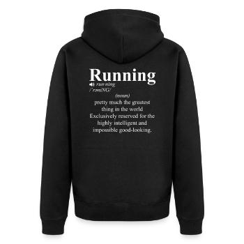 Courir la définition du marathon cadeau - Veste à capuche bio Premium Unisexe - noir - Dos - Nico (187cm)