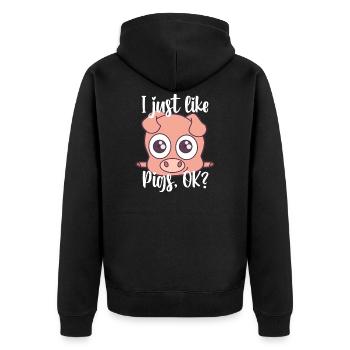 J’aime le cochon mignon motif de porc cadeau - Veste à capuche bio Premium Unisexe - noir - Dos - Nico (187cm)