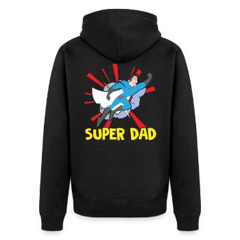 Happy Fathers Day Super Papa Vatertag Super Dad Pa - Unisex Premium Bio Zip Hoodie - Schwarz - Hinten - Nico (187cm)