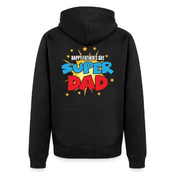 Happy Fathers Day Super Papa Vatertag Super Dad Pa - Unisex Premium Bio Zip Hoodie - Schwarz - Hinten - Nico (187cm)