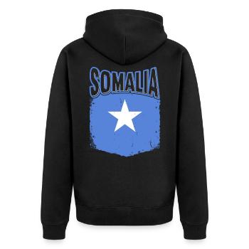 Somalia Flagge Somali Geschenk - Unisex Premium Bio Zip Hoodie - Schwarz - Hinten - Nico (187cm)
