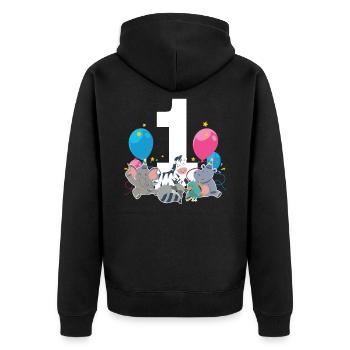 1. Geburtstag Baby Eins 1 Waldtiere - Unisex Premium Bio Zip Hoodie - Schwarz - Hinten - Nico (187cm)