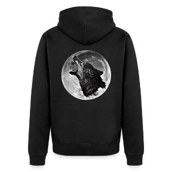 Wolf - Unisex Premium Bio Zip Hoodie - Schwarz - Hinten - Nico (187cm)