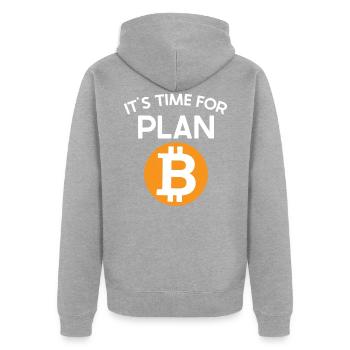 Time For Plan B Bicoin BTC Crypto Moon - Unisex Premium Organic Zip Hoodie - heather grey - Back - Nico (187cm)