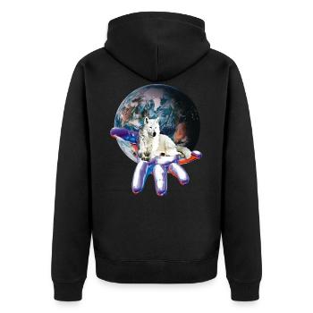 Wolf - Unisex Premium Bio Zip Hoodie - Schwarz - Hinten - Nico (187cm)