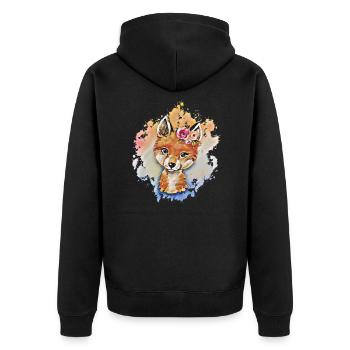 Fox - Unisex Premium Organic Zip Hoodie - black - Back - Nico (187cm)
