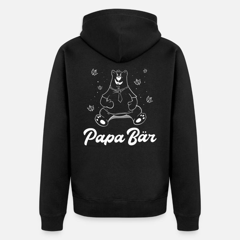 Papa Bear Gift Idea - Unisex Premium Organic Zip Hoodie - black