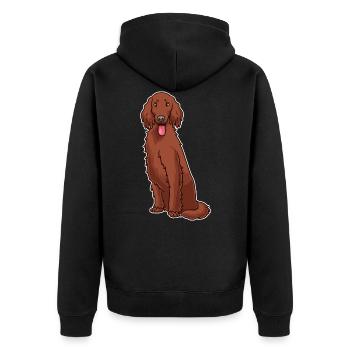 Irish Red Setter Dog Gift - Unisex Premium Organic Zip Hoodie - black - Back - Nico (187cm)