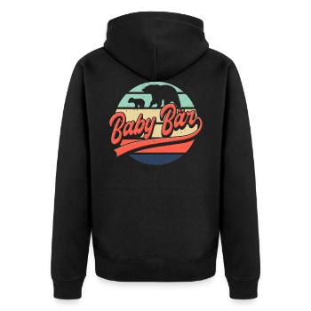 Baby Bär Geschenk Papa Bär Partnerlook - Unisex Premium Bio Zip Hoodie - Schwarz - Hinten - Nico (187cm)