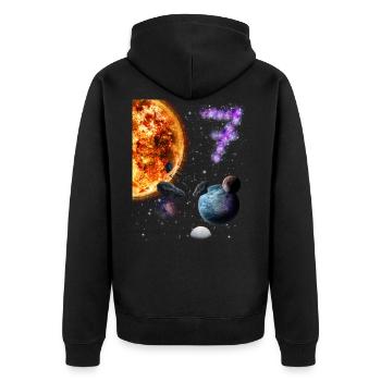 7. Geburtstag - Unisex Premium Bio Zip Hoodie - Schwarz - Hinten - Nico (187cm)