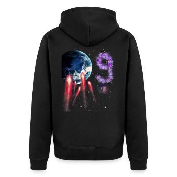 9. Geburtstag - Unisex Premium Bio Zip Hoodie - Schwarz - Hinten - Nico (187cm)