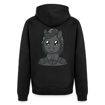 Friesenpferd Pferdefan Geschenk - Unisex Premium Bio Zip Hoodie - Schwarz - Hinten - Nico (187cm)