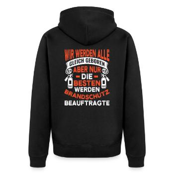 Brandschutzbeauftragter Feuerlöscher - Unisex Premium Bio Zip Hoodie - Schwarz - Hinten - Nico (187cm)