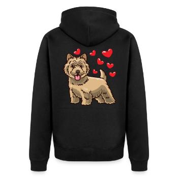 funny Cairn Terrier dog with hearts - Unisex Premium Organic Zip Hoodie - black - Back - Nico (187cm)