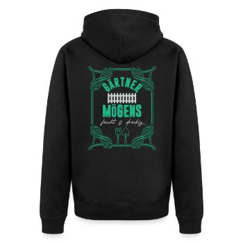 Gärtner Mögens Feucht Und Dreckig Gärtner - Unisex Premium Bio Zip Hoodie - Schwarz - Hinten - Nico (187cm)
