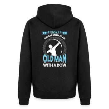 Archer Grandpa Archery with Bow and Arrow - Unisex Premium Organic Zip Hoodie - black - Back - Nico (187cm)