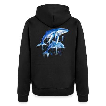 Blue Whale Dolphin Diver Whales Bottlenose Dolphin Dolphin - Unisex Premium Organic Zip Hoodie - black - Back - Nico (187cm)
