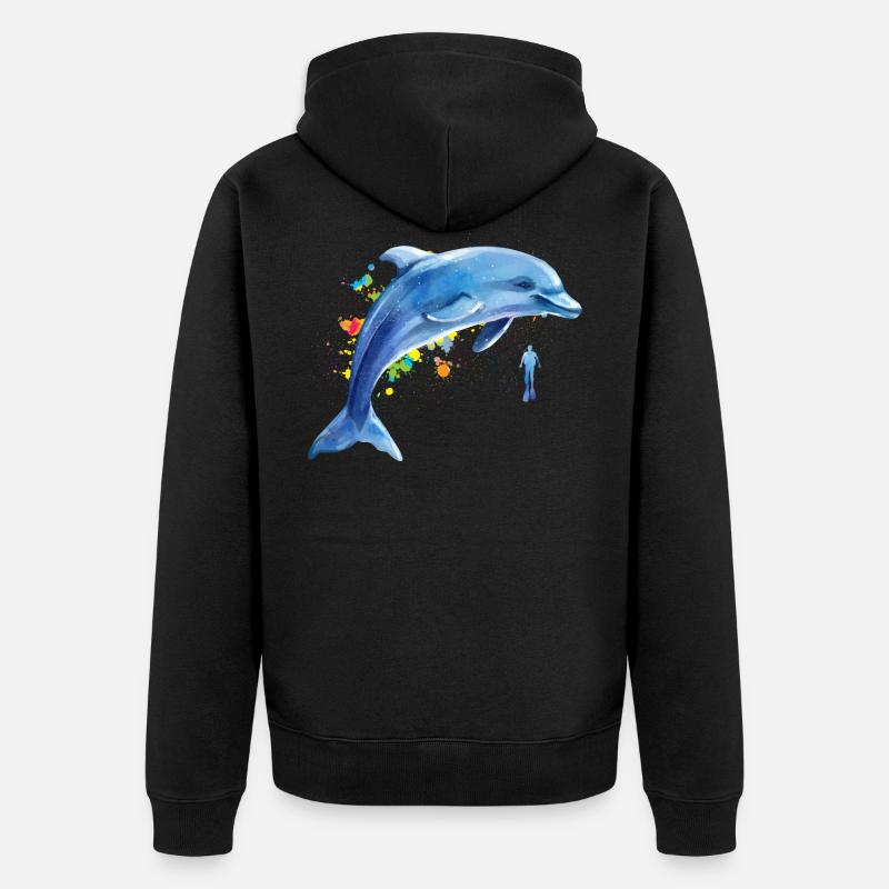 Dauphin Plongeur Baleine Dauphin Dauphin - Veste à capuche bio Premium Unisexe - noir