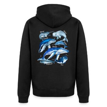 Whale species Various whales Blue whale orca narwhal Bel - Unisex Premium Organic Zip Hoodie - black - Back - Nico (187cm)