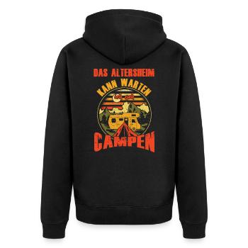 Camping Wohnmobil Rentner - Unisex Premium Bio Zip Hoodie - Schwarz - Hinten - Nico (187cm)