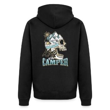 Camping King of the Camper - Unisex Premium Organic Zip Hoodie - black - Back - Nico (187cm)