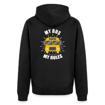 Geschenk Busfahrer Schulbus Bus Papa Kraftfahrer - Unisex Premium Bio Zip Hoodie - Schwarz - Hinten - Nico (187cm)