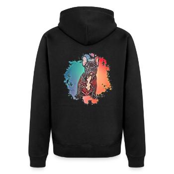 Bulldog français - Veste à capuche bio Premium Unisexe - noir - Dos - Nico (187cm)