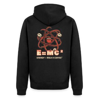 Energy = Milk x Coffee 2 Lustiger Physiker KaffeeE - Unisex Premium Bio Zip Hoodie - Schwarz - Hinten - Nico (187cm)