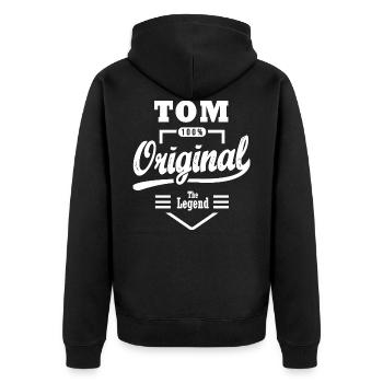 TOM ORIGINAL custom t-shirt name tom - Unisex Premium Organic Zip Hoodie - black - Back - Nico (187cm)