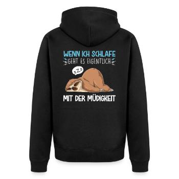 Ich Schlafe Faultier Schlafen Lustige Sprüche Schl - Unisex Premium Bio Zip Hoodie - Schwarz - Hinten - Nico (187cm)