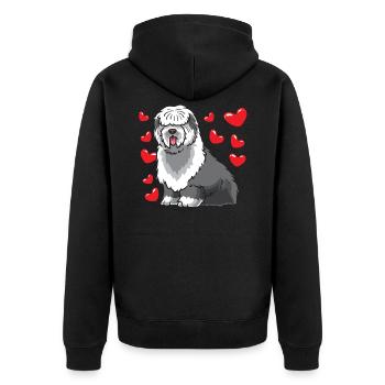 Old English Sheepdog Bobtail chien - Veste à capuche bio Premium Unisexe - noir - Dos - Nico (187cm)