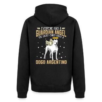 Dogo Argentino with Guardian Angel Saying - Unisex Premium Organic Zip Hoodie - black - Back - Nico (187cm)