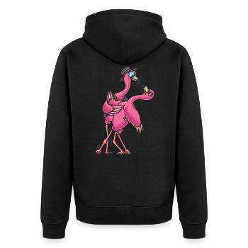 Flamenco Dancing Flamingo Gift - Unisex Premium Organic Zip Hoodie - black - Back - Nico (187cm)