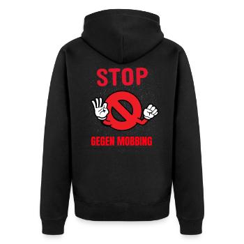 Gegen Mobbing schaut nicht weg MACHT WAS - Unisex Premium Bio Zip Hoodie - Schwarz - Hinten - Nico (187cm)