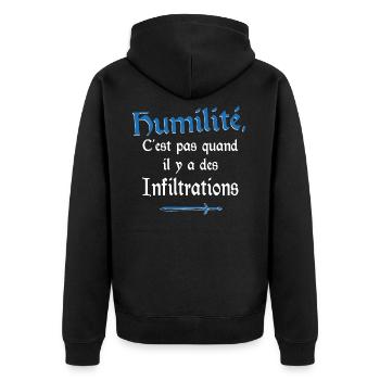 Humidité humilité et infiltrations - Veste à capuche bio Premium Unisexe - noir - Dos - Nico (187cm)