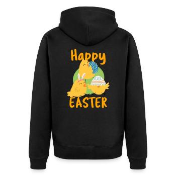 Frohe Ostern Happy Easter - Unisex Premium Bio Zip Hoodie - Schwarz - Hinten - Nico (187cm)