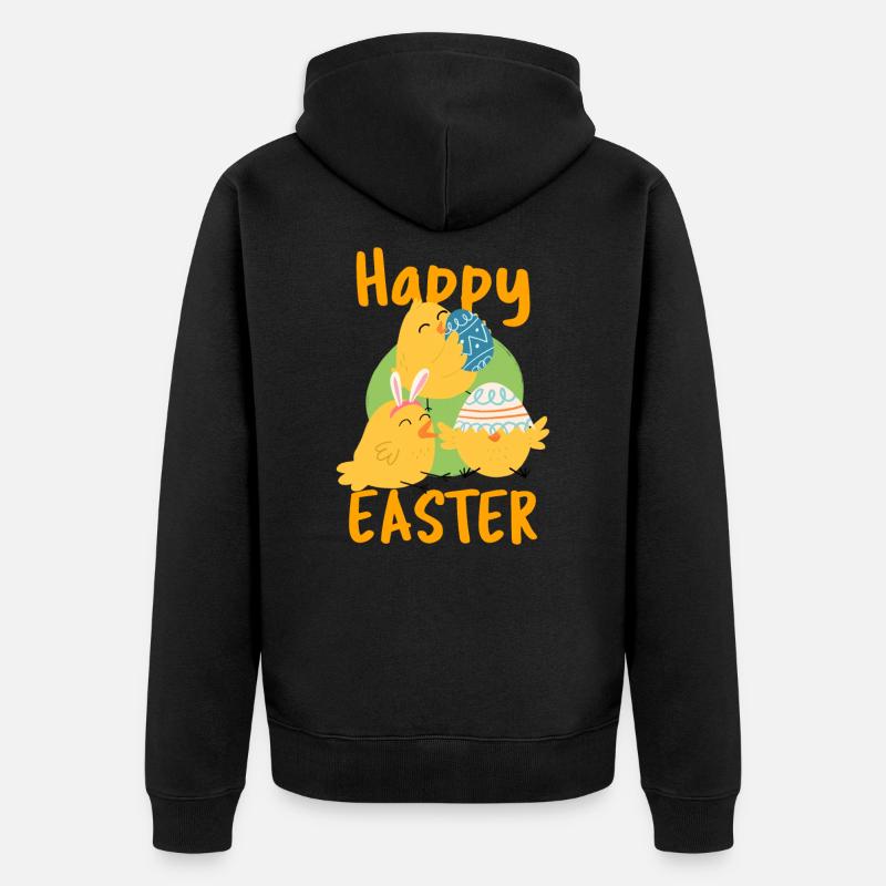 Frohe Ostern Happy Easter - Unisex Premium Bio Zip Hoodie - Schwarz