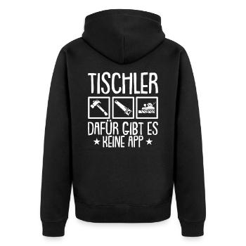 Tischler Spruch Werkzeug Schreiner - Unisex Premium Bio Zip Hoodie - Schwarz - Hinten - Nico (187cm)
