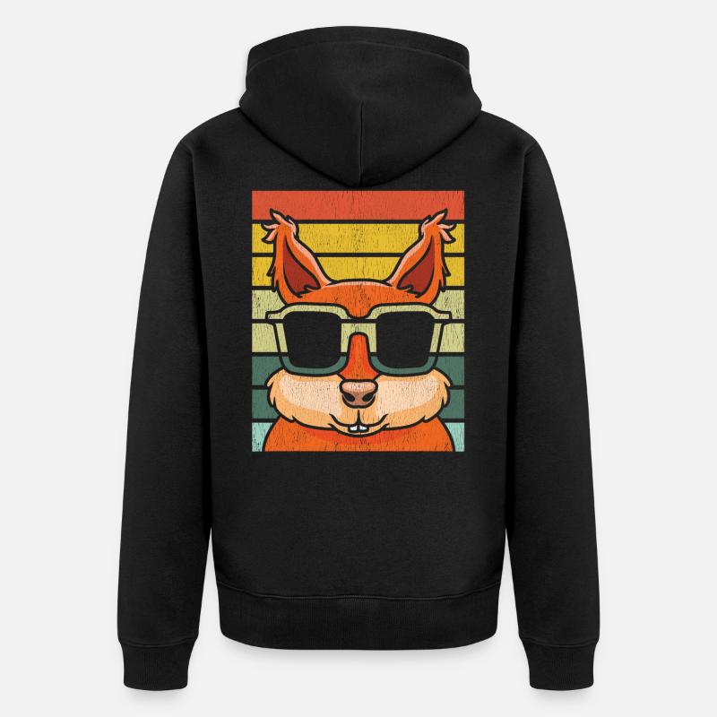 Eichhörnchen mit Sonnenbrille - Unisex Premium Bio Zip Hoodie - Schwarz