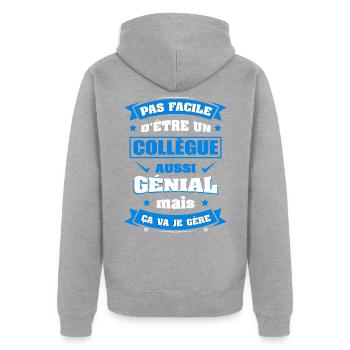 COLLEGUE GÉNIAL - Veste à capuche bio Premium Unisexe - gris chiné - Dos - Nico (187cm)