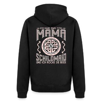 Schildmaid und Mama Wikinger nordische Mythologie - Unisex Premium Bio Zip Hoodie - Schwarz - Hinten - Nico (187cm)