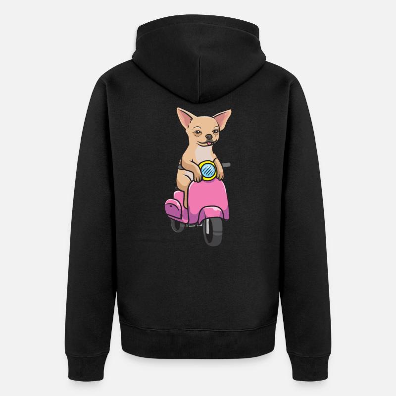 Chihuahua en moto - Veste à capuche bio Premium Unisexe - noir