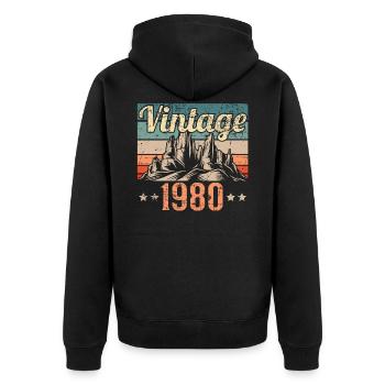 Cadeau d’anniversaire 1980 - Veste à capuche bio Premium Unisexe - noir - Dos - Nico (187cm)