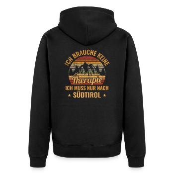 Südtiroler Spruch Berge Tiroler Alpen - Unisex Premium Bio Zip Hoodie - Schwarz - Hinten - Nico (187cm)