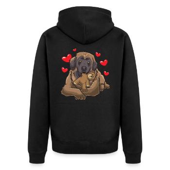 Doux Leonberger chien avec peluche - Veste à capuche bio Premium Unisexe - noir - Dos - Nico (187cm)