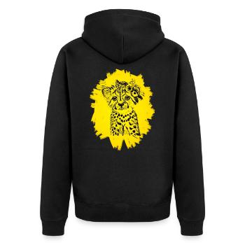 cheetah - Unisex Premium Organic Zip Hoodie - black - Back - Nico (187cm)