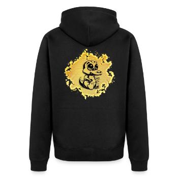 Krokodil - Unisex Premium Bio Zip Hoodie - Schwarz - Hinten - Nico (187cm)