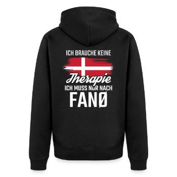 Fanö Nordseeinsel Dänemark - Unisex Premium Bio Zip Hoodie - Schwarz - Hinten - Nico (187cm)