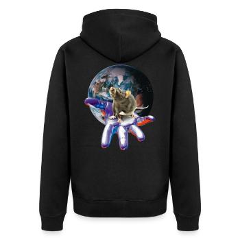 Ratte - Unisex Premium Bio Zip Hoodie - Schwarz - Hinten - Nico (187cm)
